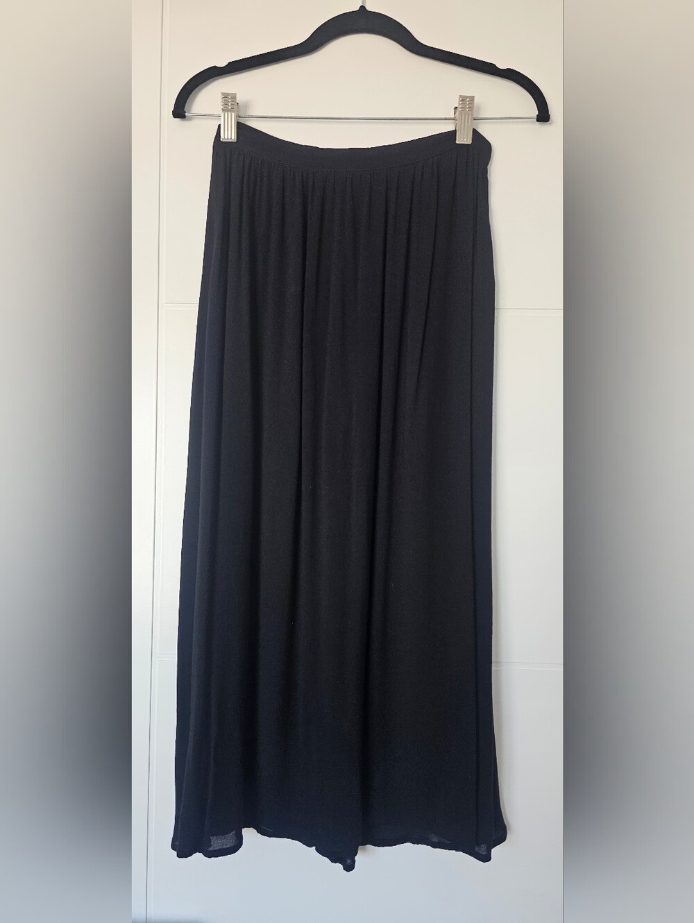 Reformation Black Midi Skirt with Soft Drape - Picture 2 of 4